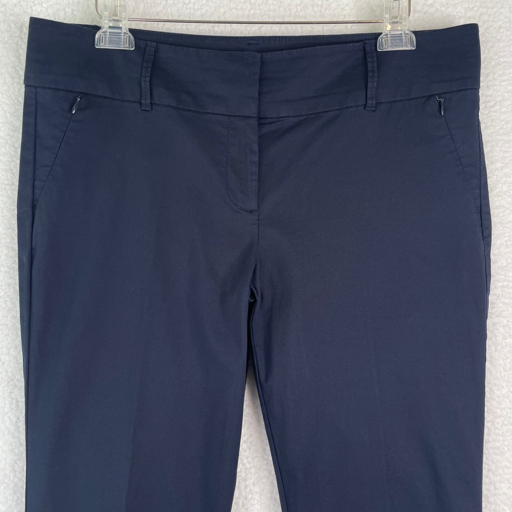 Ann Taylor Navy Blue Stretch Cotton Ankle Pants Trousers‎ Size 12 Slim Straight